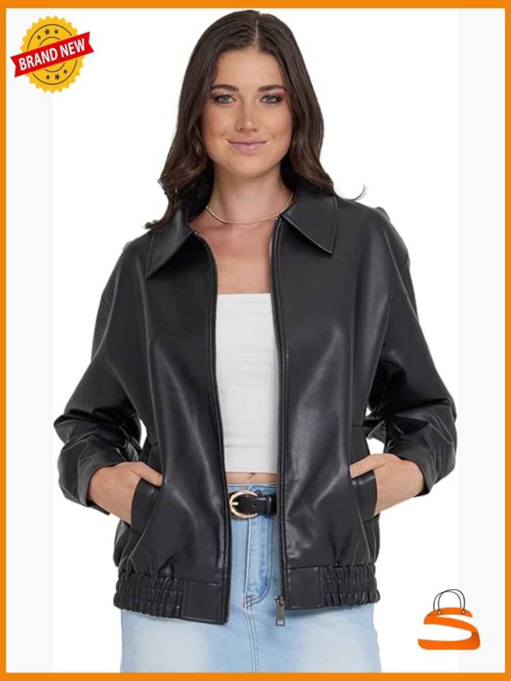 Faux Leather Oversized Bomber Jacket Women Plus Size Motorcycle